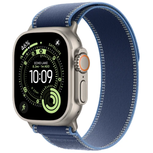 Apple Apple Watch Ultra 3, 49 мм, Natural Titanium, ремешок Trail цвета Blue/Bright Blue S/M Natural Titanium