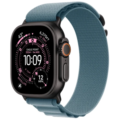 Apple Watch Ultra 3, 49 мм, Black Titanium, ремешок Alpine Light Blue цвета S Black Titanium