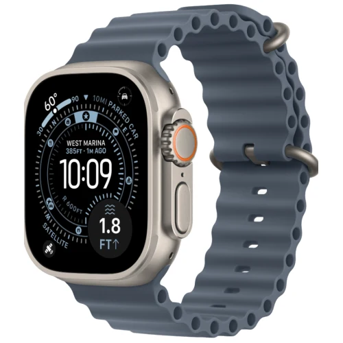 Apple Apple Watch Ultra 3, 49 мм, Natural Titanium, ремешок Ocean цвета Anchor Blue