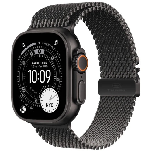 Apple Apple Watch Ultra 3, 49 мм, Black Titanium, ремешок Milanese Black цвета L Natural