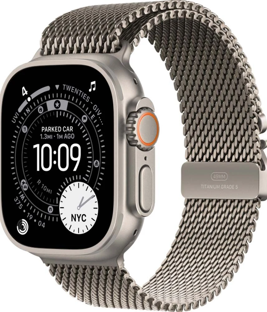 Apple Apple Watch Ultra 3, 49 мм, Natural Titanium, ремешок Milanese Natural цвета S Titanium