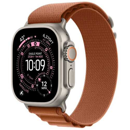 Apple Часы Apple Watch Ultra 3, 49 мм, Natural Titanium, ремешок Alpine Terra Cotta цвета L Natural Titanium
