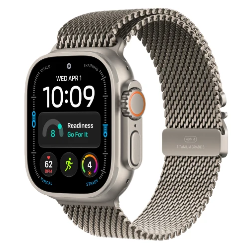 Apple Часы Apple Watch Ultra 4, 49 мм, Natural Titanium, Natural Titanium Milanese Loop S Natural Titanium