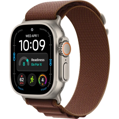 Apple Часы Apple Watch Ultra 4, 49 мм, Natural Titanium, Burgundy Alpine Loop S Natural Titanium